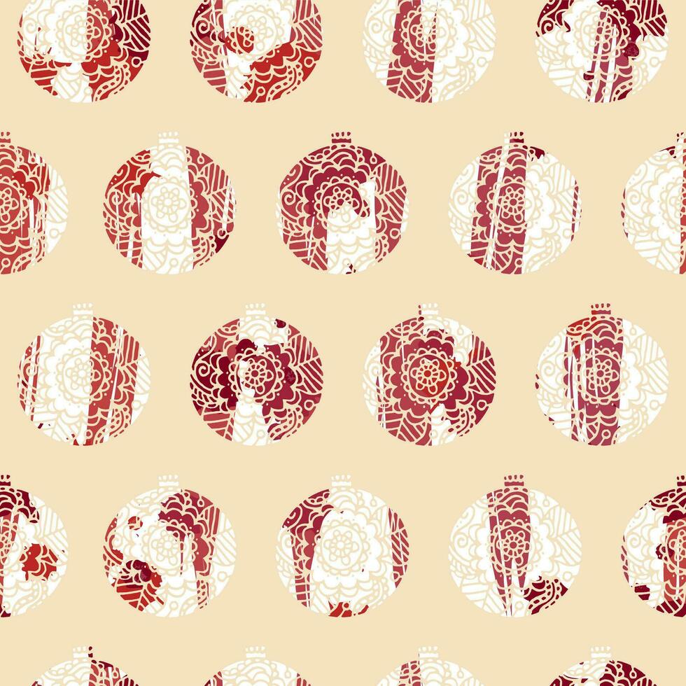 Christmas decor seamless pattern. floral decor on a vanilla background. Use for background, wrapping paper, covers, fabrics, cards, stationery. Vector