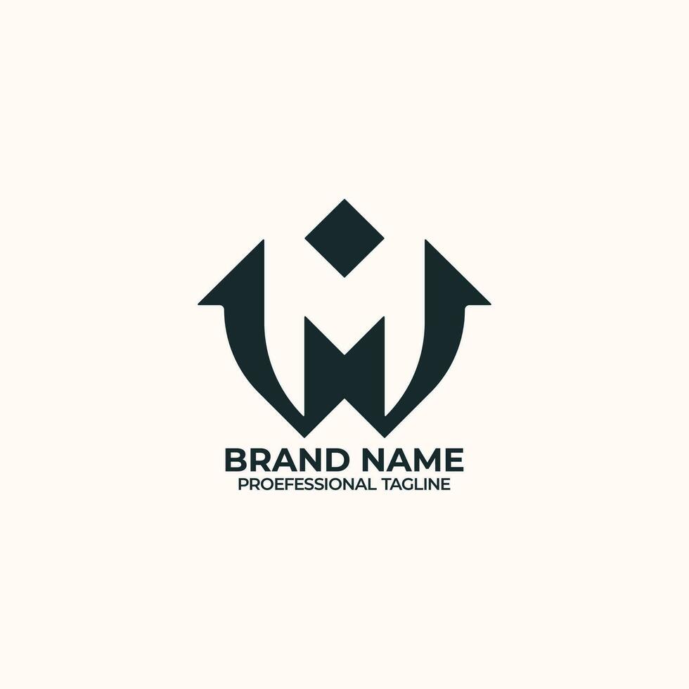 WM diamond with Minimalist style and modern Logo Vector