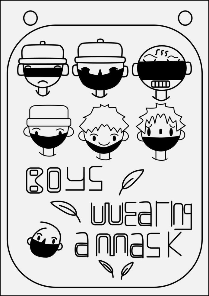 boy icon wearing a mask, style icon wearing a mask, face icon wearing a mask, cute boy wearing a mask, icon, boy, wearing, mask, style, cute vector