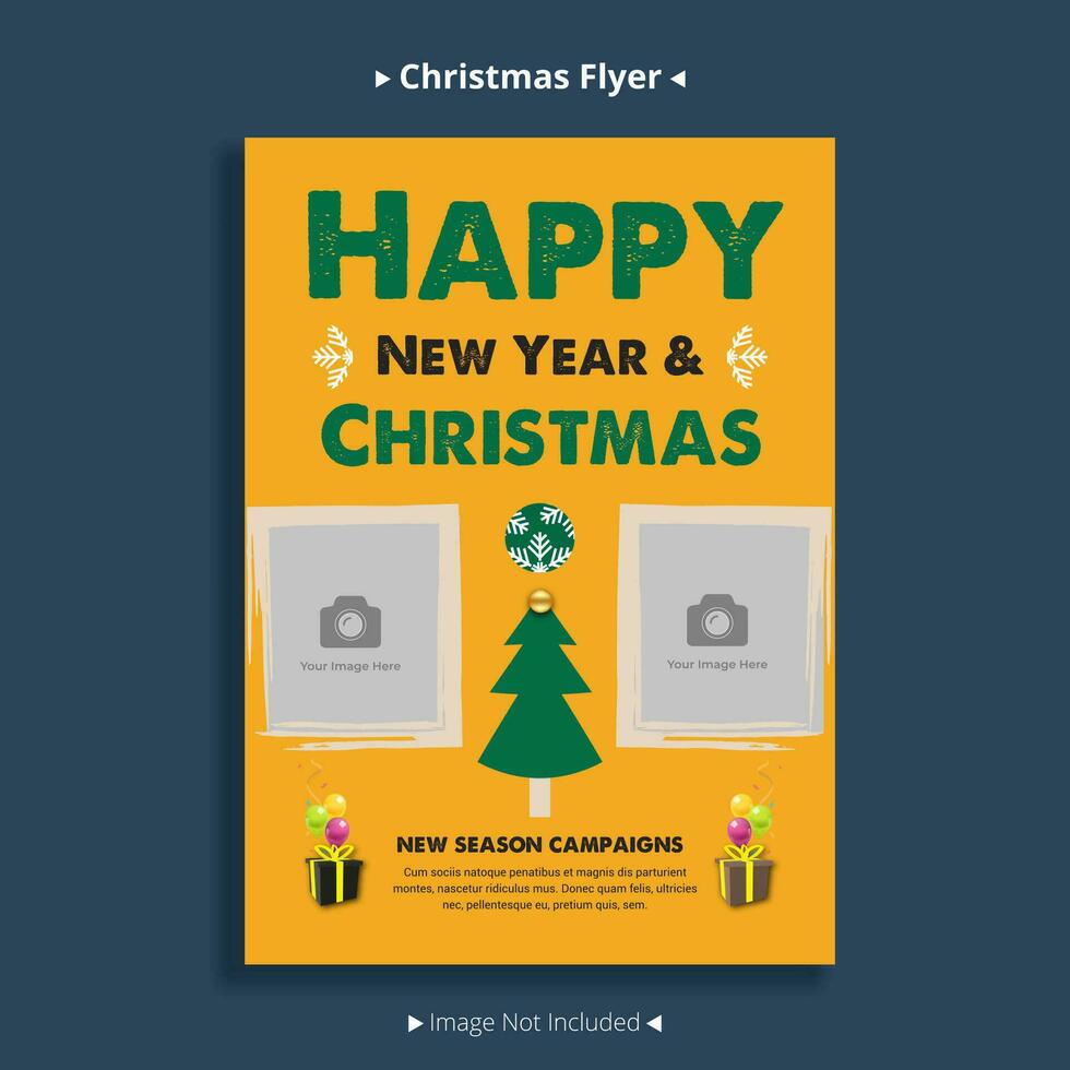 Christmas and New Year flyer greeting card and template design vector