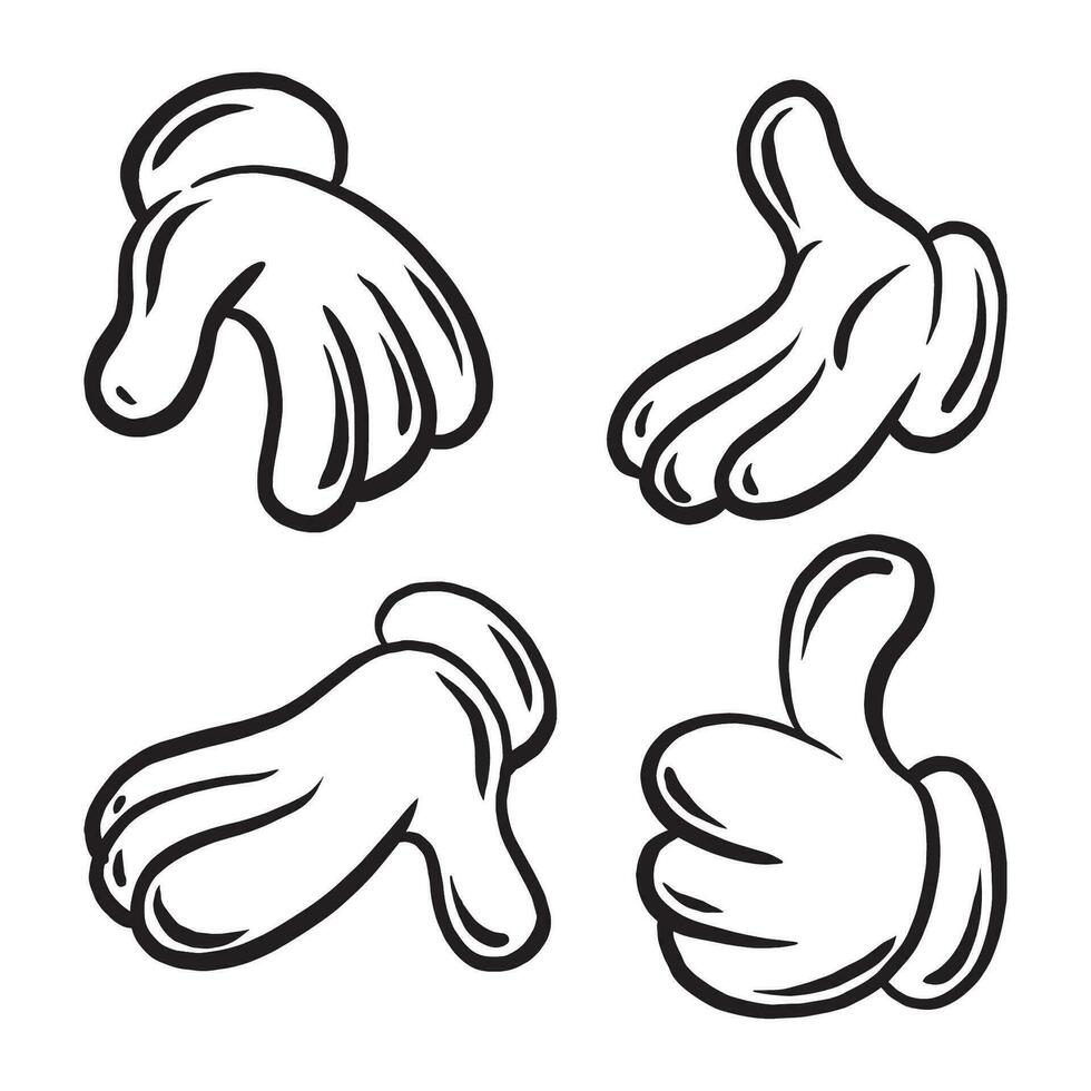 Cartoon hand gloved gesture vector set illustration