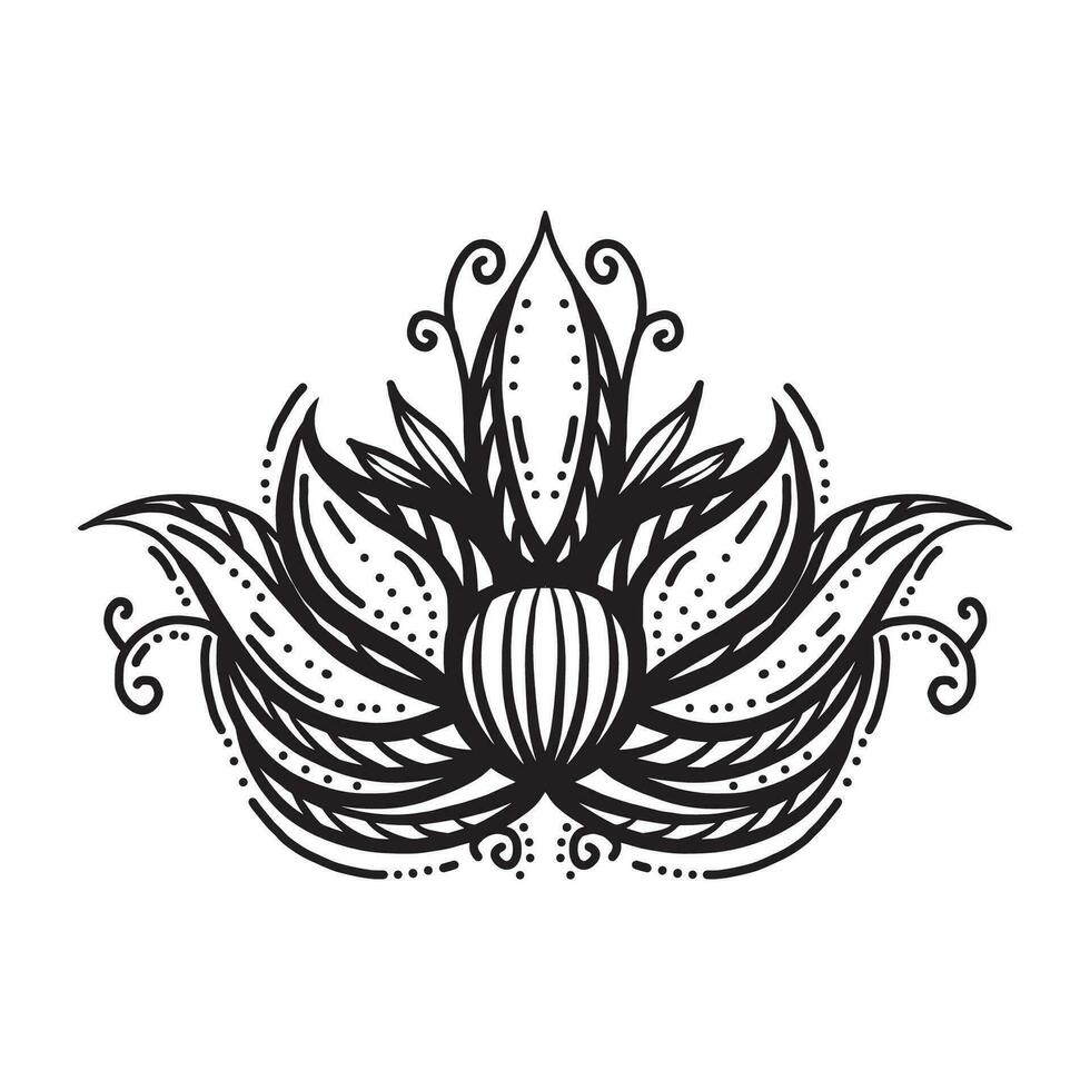 mehndi loto flor modelo para alheña dibujo y tatuaje vector