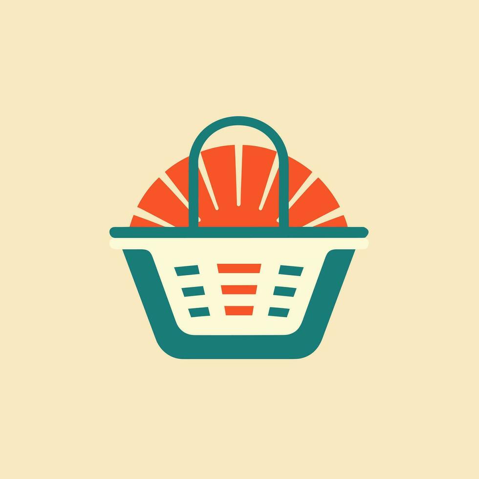 AI generated Local market filled colorful logo. Online marketing. Retail business. Shopping basket. Design element. Created with artificial intelligence. Ai art for corporate branding, grocery shop vector
