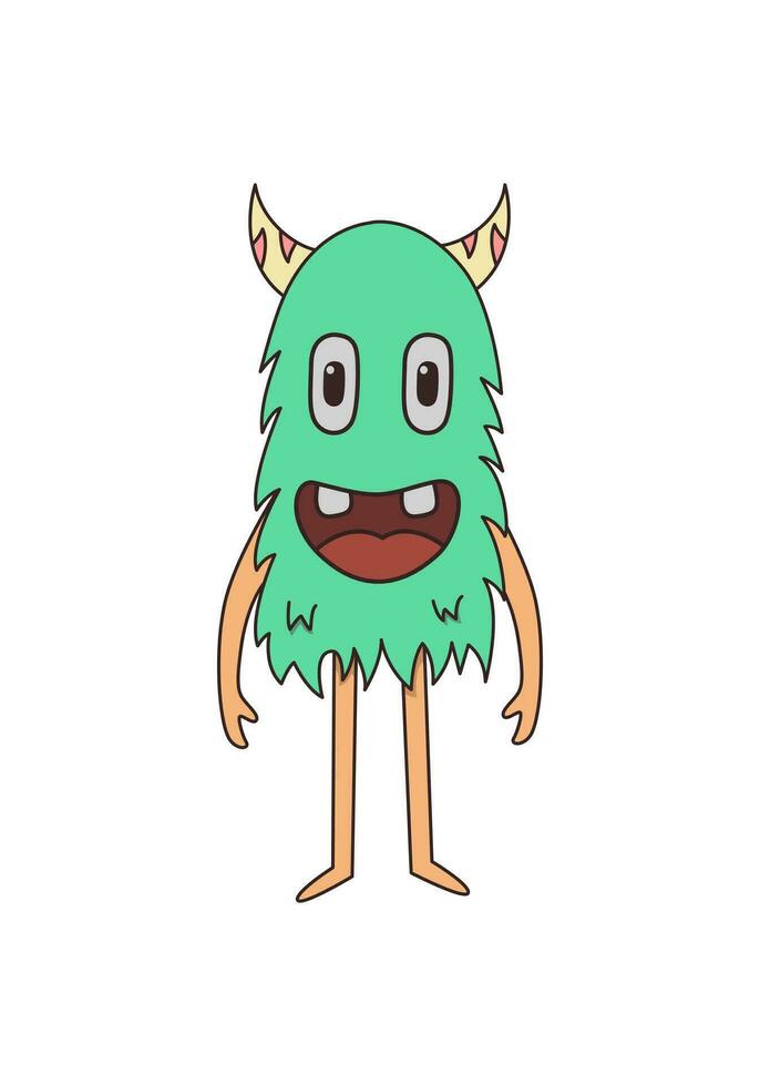 vector design illustration of a very cute and scary blue Monster