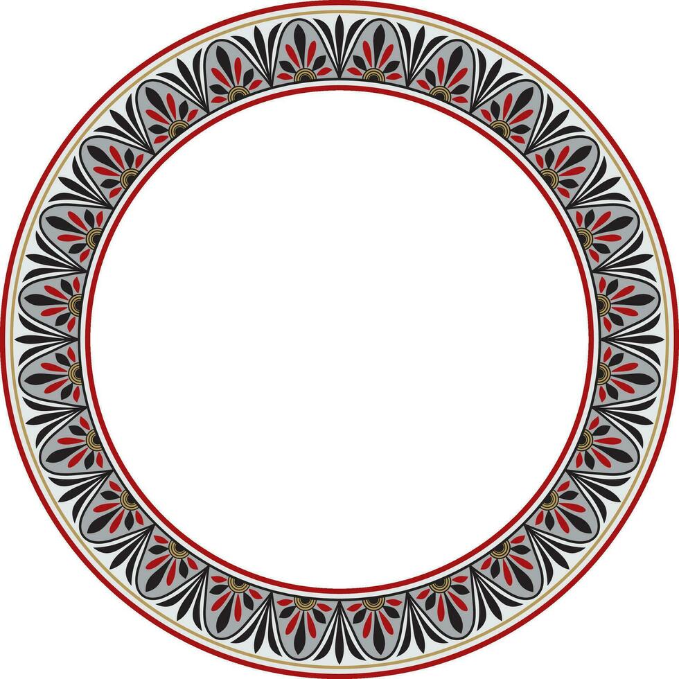 Vector colored round classical Greek meander ornament. Pattern, circle of Ancient Greece. Border, frame, ring of the Roman Empire