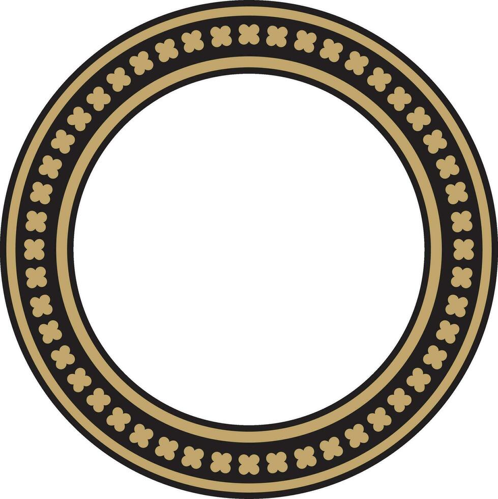 Vector golden - black colored round ornament of ancient Greece. Classic pattern frame border Roman Empire