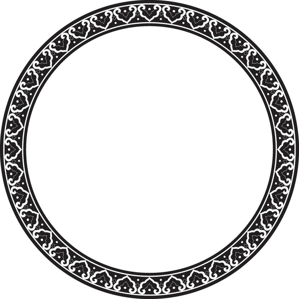 Vector monochrome black round Chinese ornament. Frame, border, circle, ring of Asian peoples of the East.