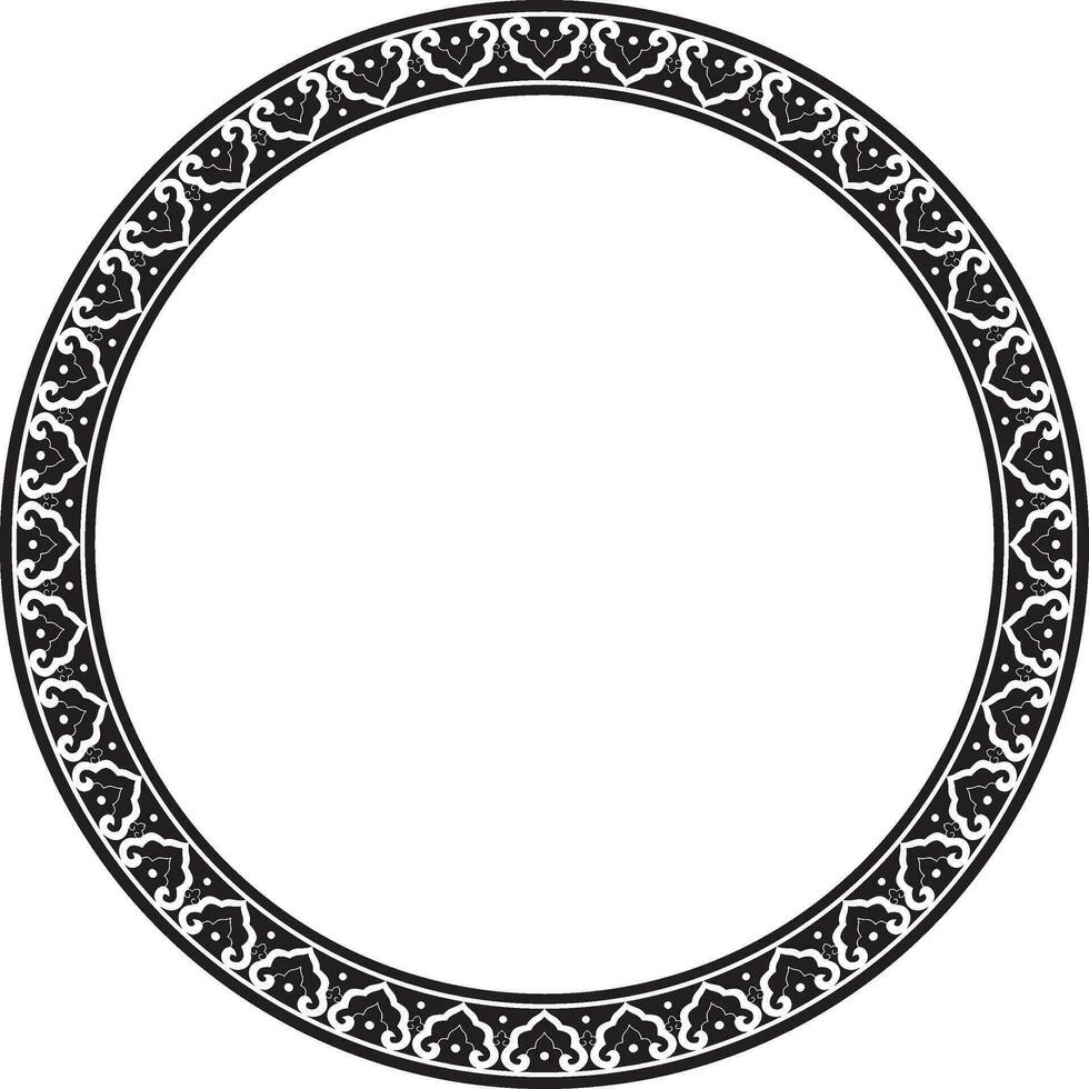 Vector monochrome black round Chinese ornament. Frame, border, circle, ring of Asian peoples of the East.