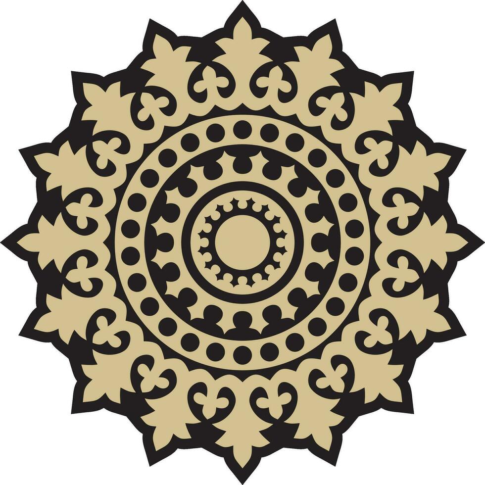 vector oro y negro redondo antiguo bizantino ornamento. clásico circulo de el oriental romano imperio, Grecia. modelo motivos de Constantinopla