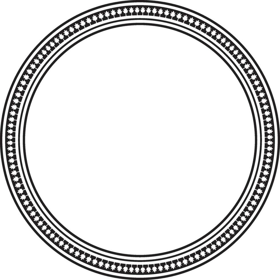 Vector monochrome round byzantine ornament. Circle, border, frame of ancient Greece and Eastern Roman Empire. Decoration of the Russian Orthodox Church