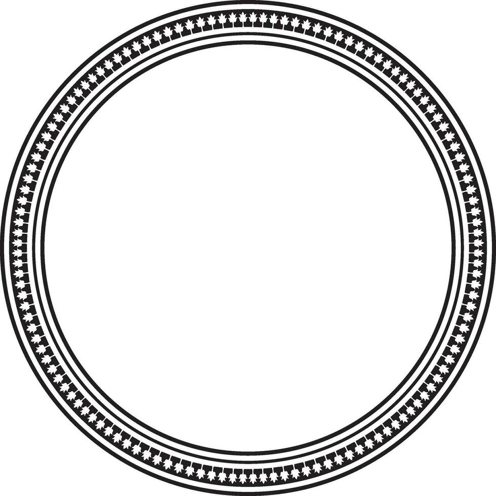 Vector monochrome round byzantine ornament. Circle, border, frame of ancient Greece and Eastern Roman Empire. Decoration of the Russian Orthodox Church