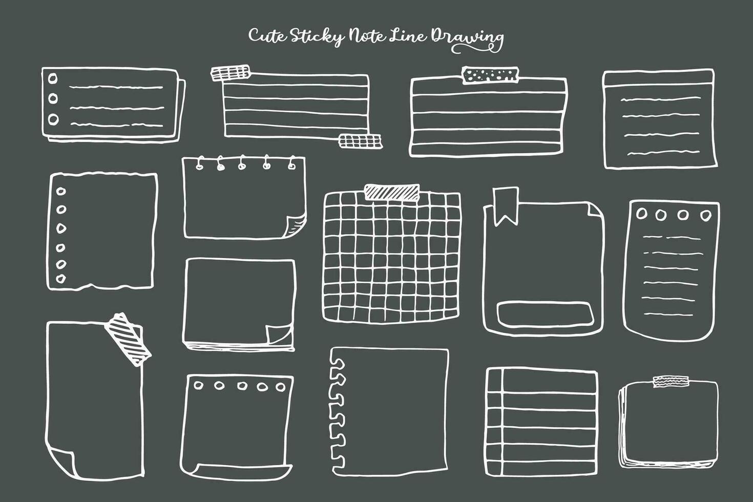 Cute Hand Drawn Sticky Note Paper vector