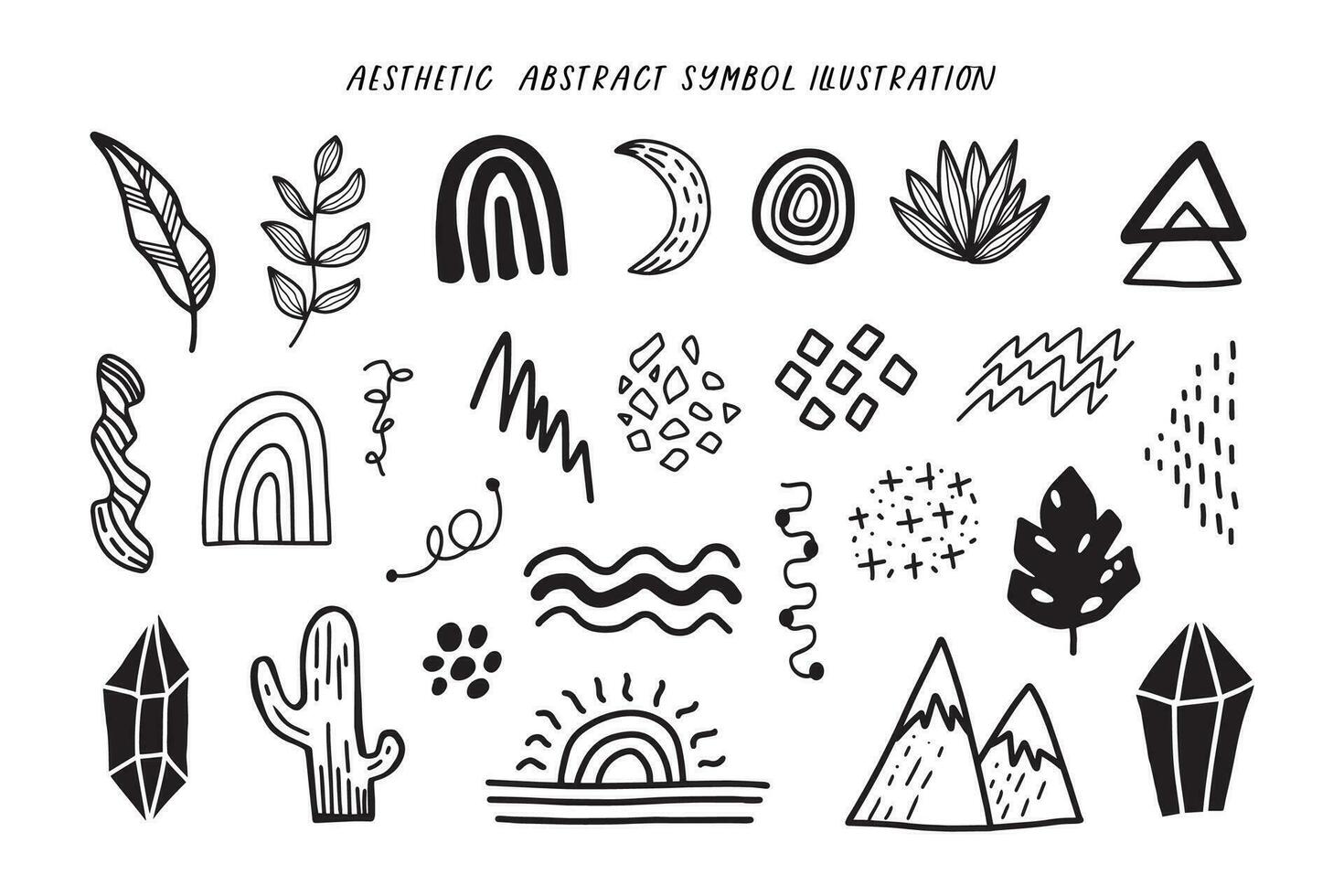 Aesthetic Abstract Shape and Brush Stroke Collection vector