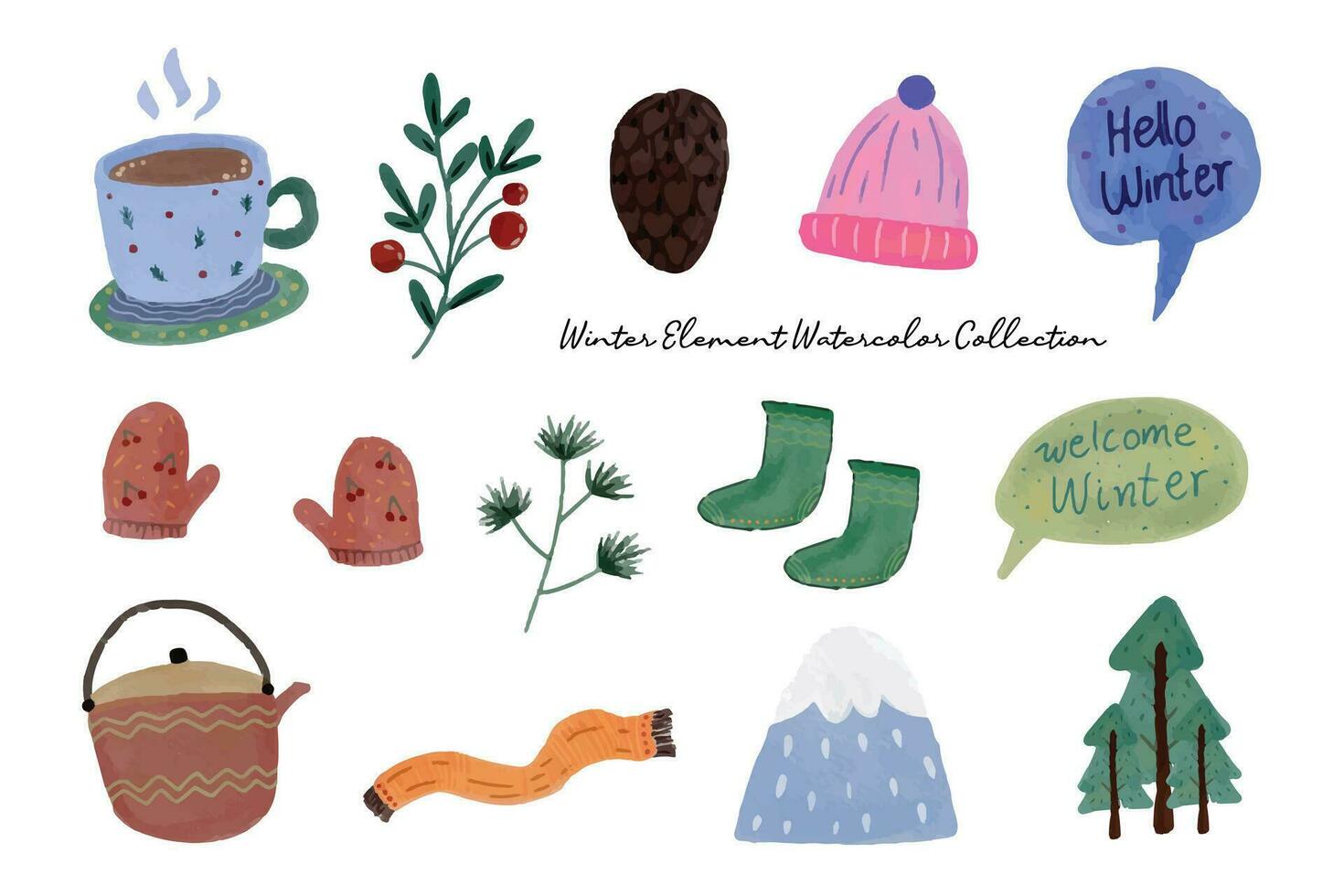 Cute Winter Element Decor Collection vector
