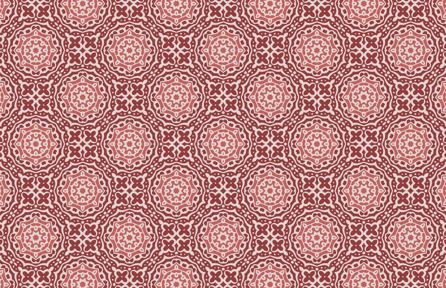 Traditional red mandala fabric design pattern vector