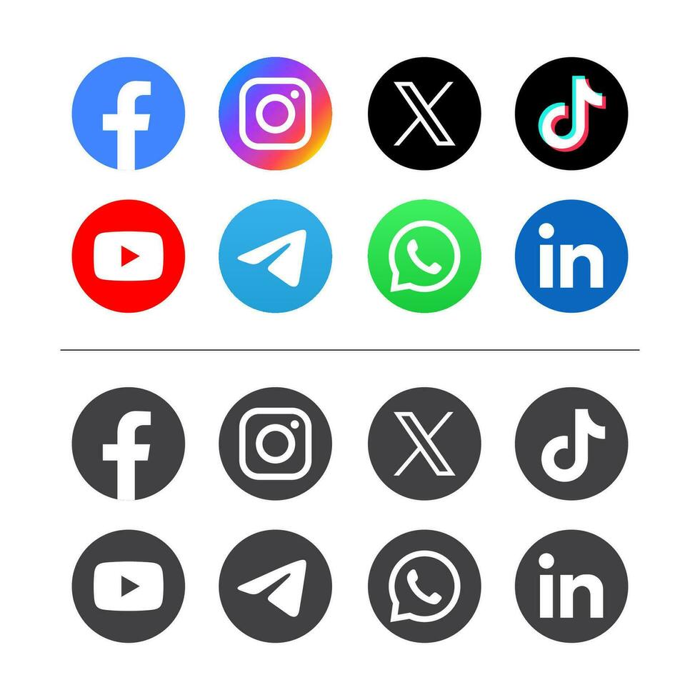 conjunto de social medios de comunicación logos ilustración vector