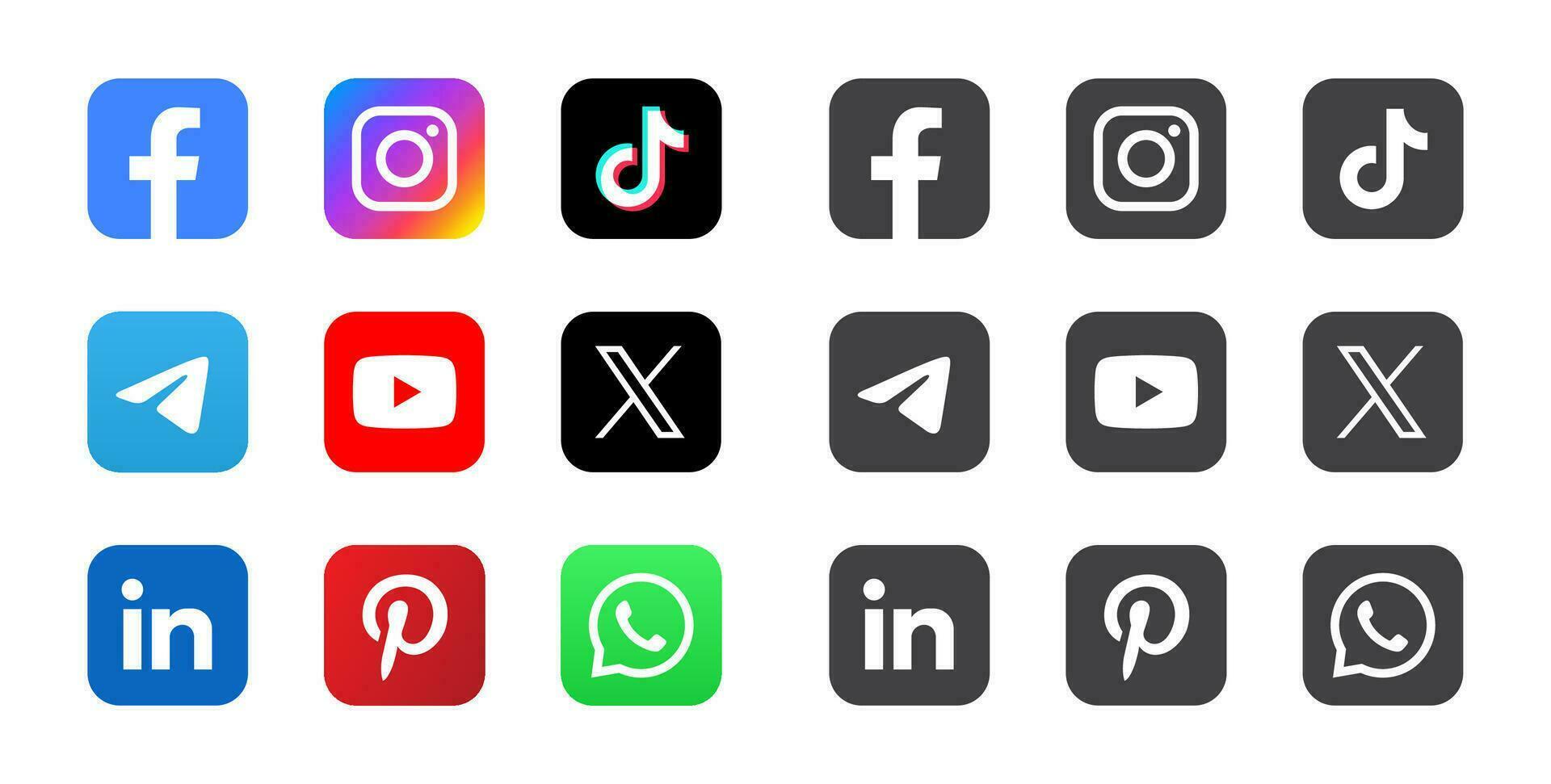 conjunto de social medios de comunicación logos vector