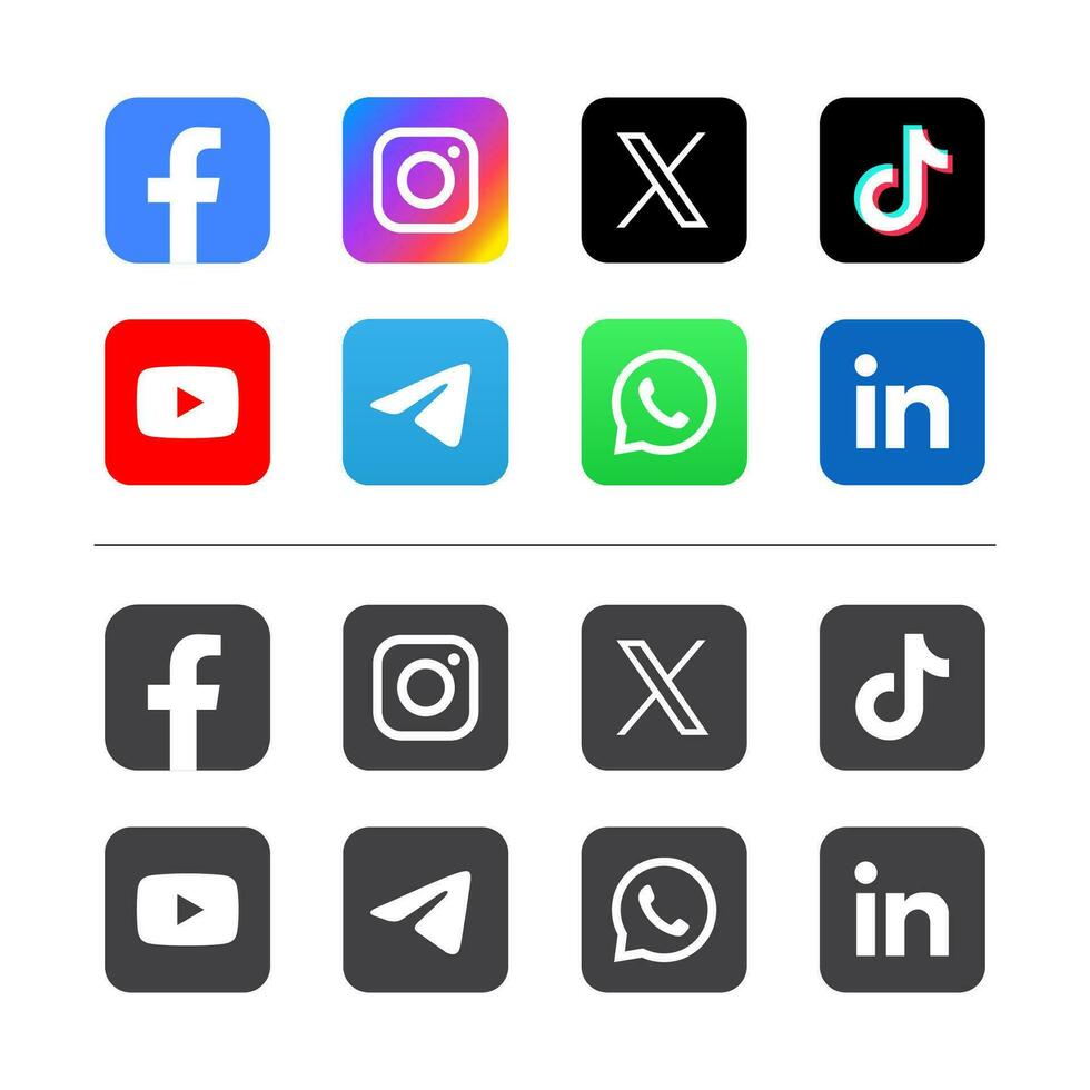 conjunto de social medios de comunicación logos ilustración vector