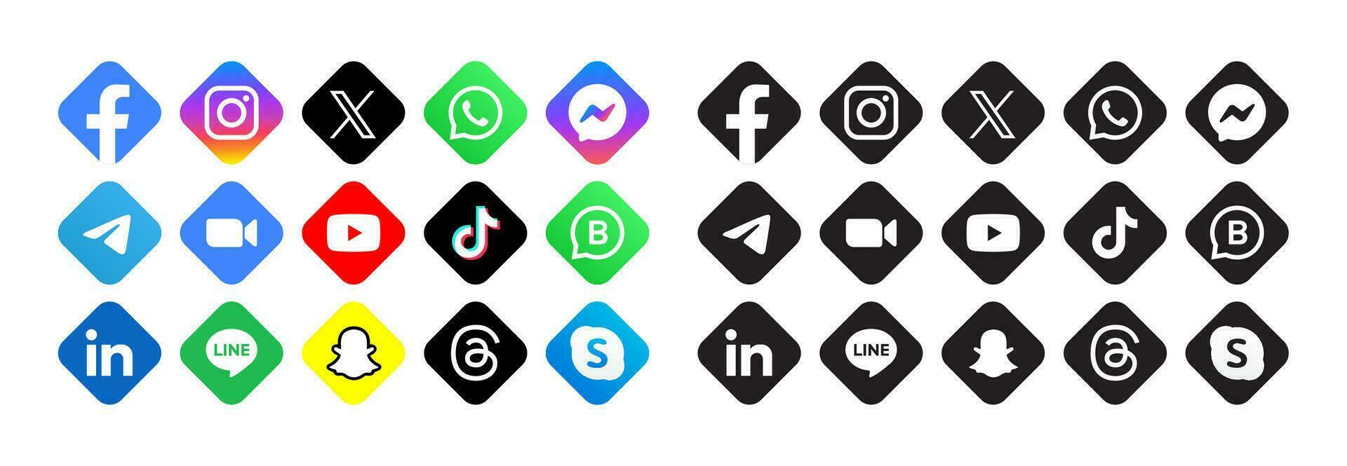 social medios de comunicación logos ilustración vector