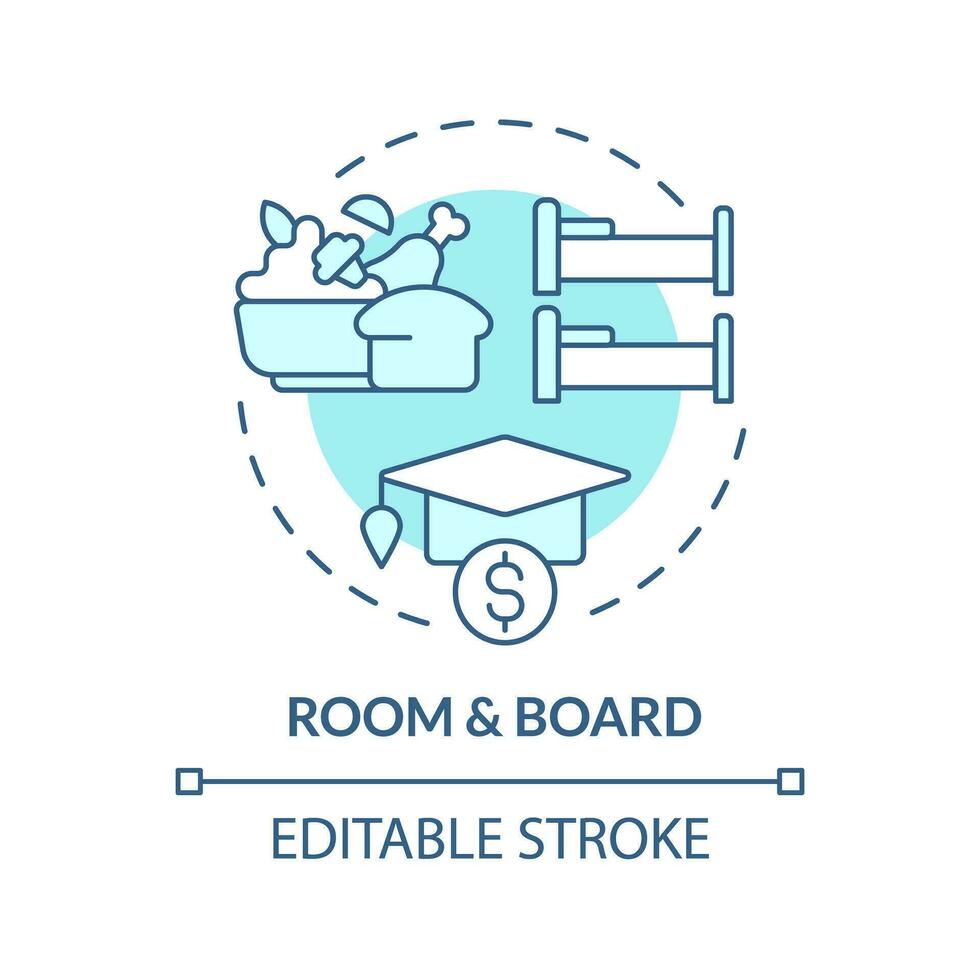 2D editable room and board blue thin line icon concept, isolated vector, illustration representing athletic scholarship. vector