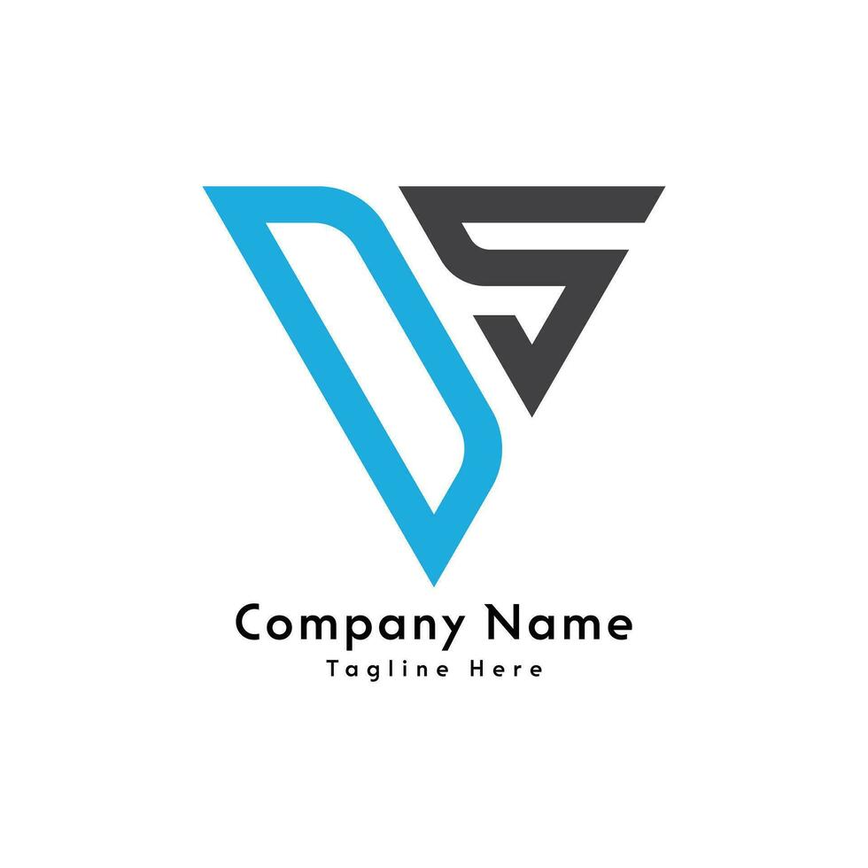 DS letter triangle shape logo design icon vector