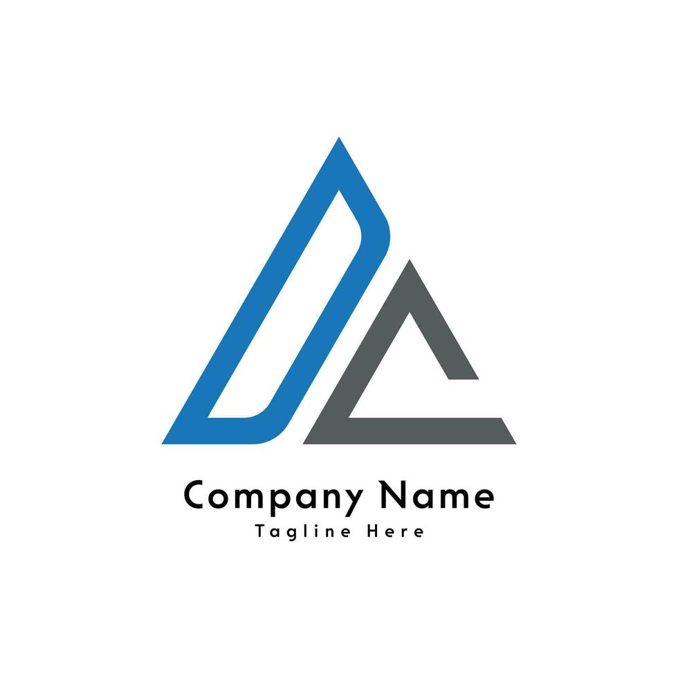 DC letter triangle shape logo design icon vector