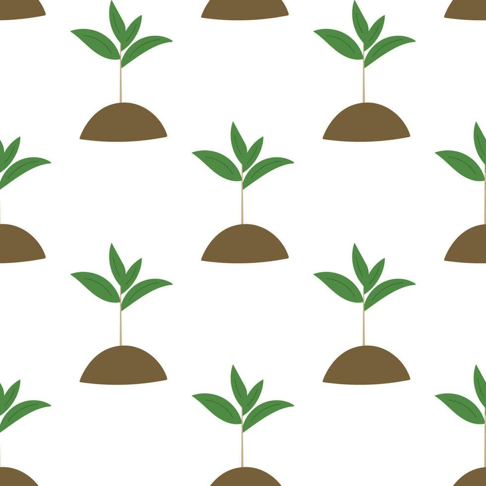 sprout plant young green earth eco pattern vector