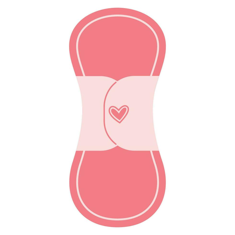 Pink pad with wings for woman in hand drawn style. Menstruation period. Protection for menstrual days vector