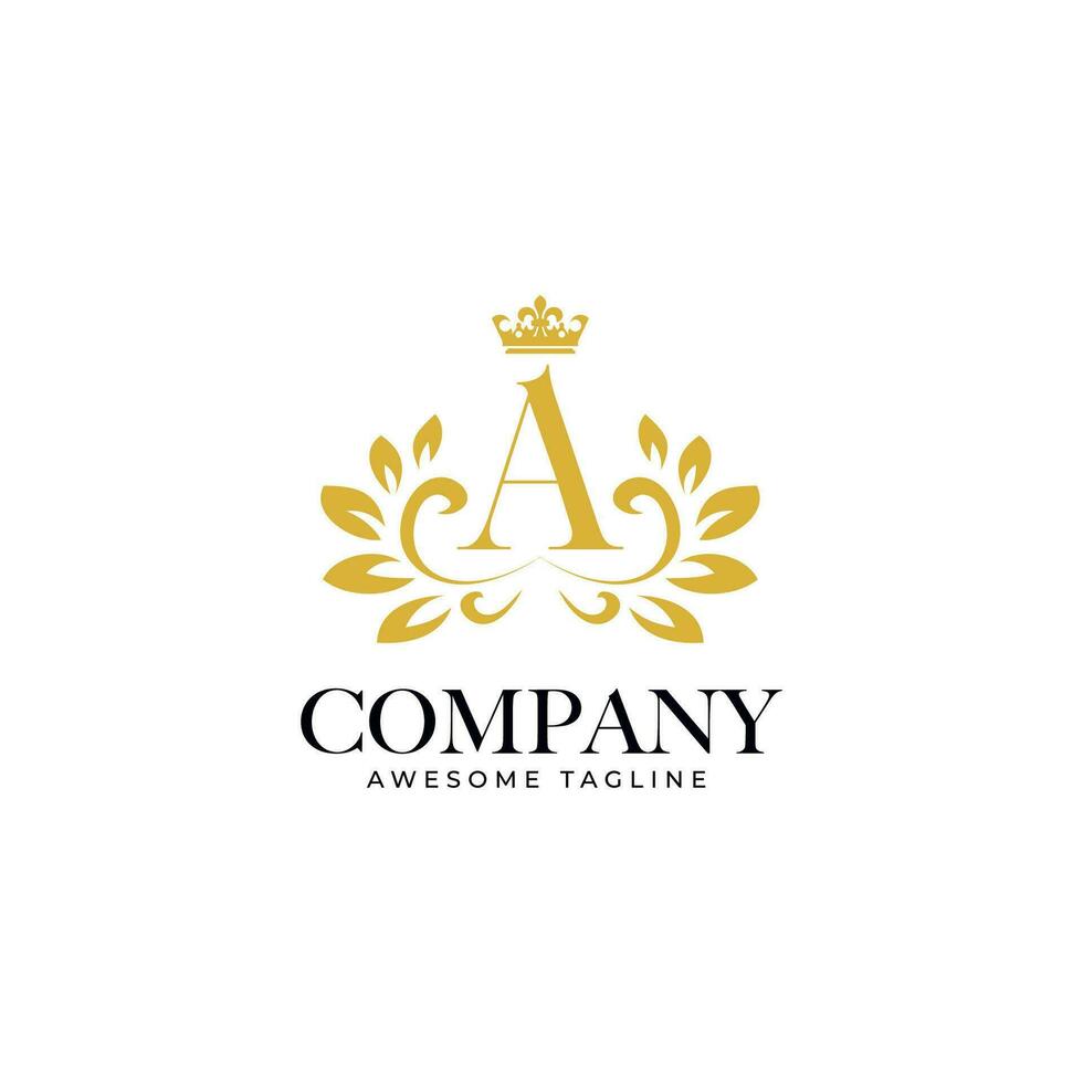 Gold Letter A with Crown Logo Template vector