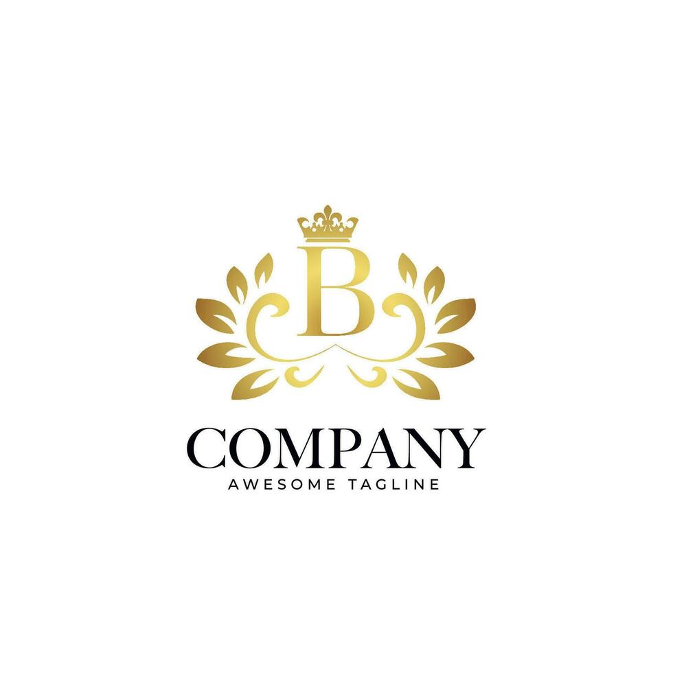 Gold Letter B with Crown Logo Template vector