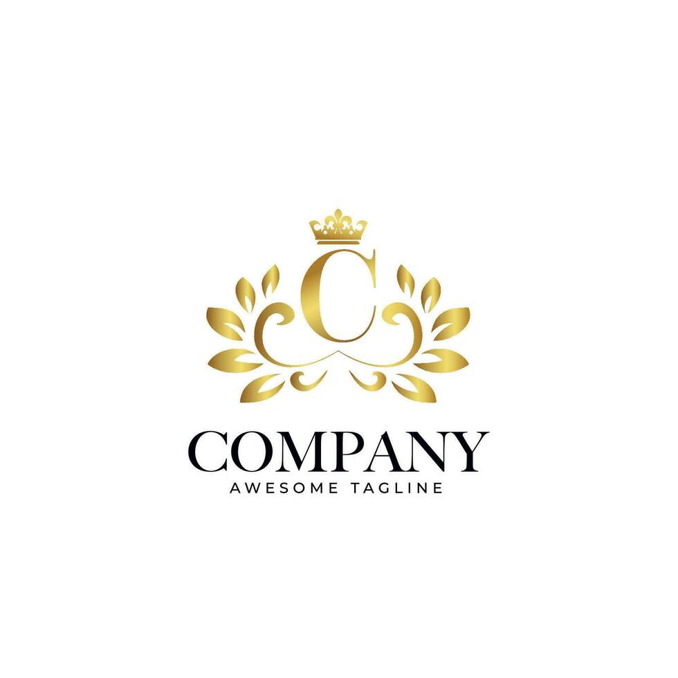 Gold Letter C with Crown Logo Template vector
