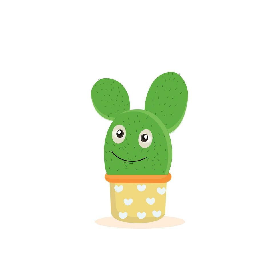 Cartoon cute cactus mascot, Potted cactus characters sett, funny cacti in flower pot with different emotions vector Illustrations on a white background