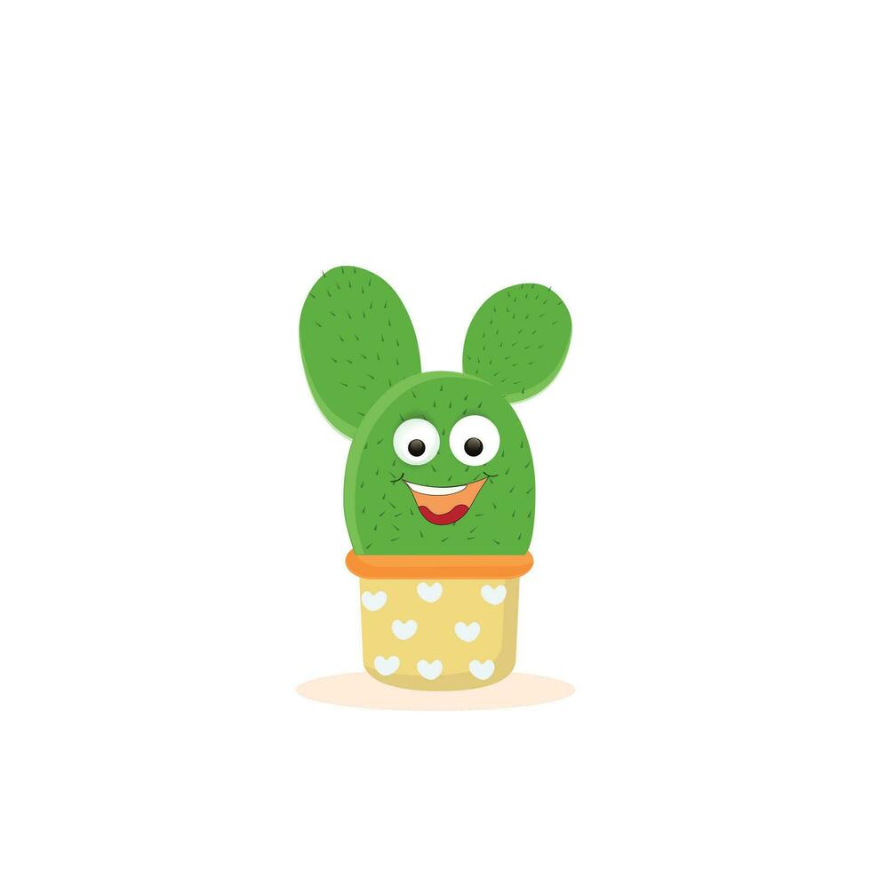 Cartoon cute cactus mascot, Potted cactus characters sett, funny cacti in flower pot with different emotions vector Illustrations on a white background