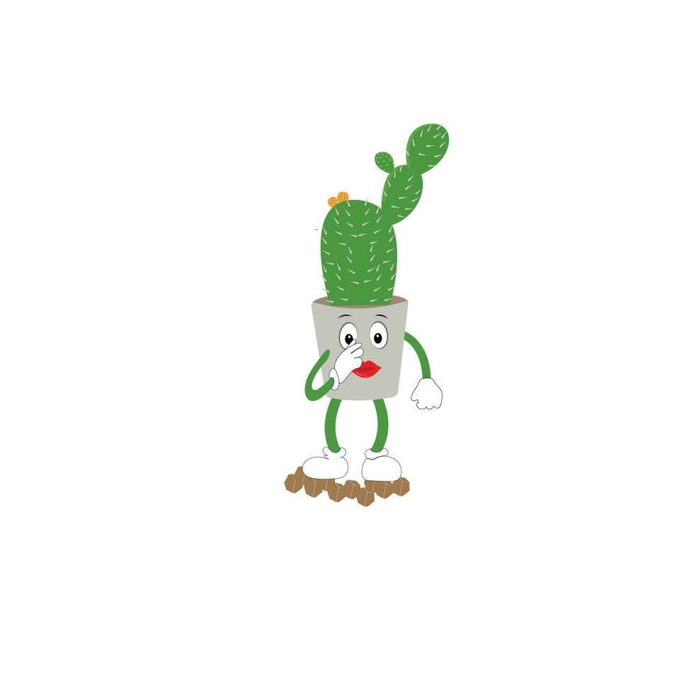 cactus personaje. vector ilustración. vector color pegatina para adolescente con gracioso dibujos animados personaje. mano dibujado ilustración con frio sonriente cactus en historietas estilo