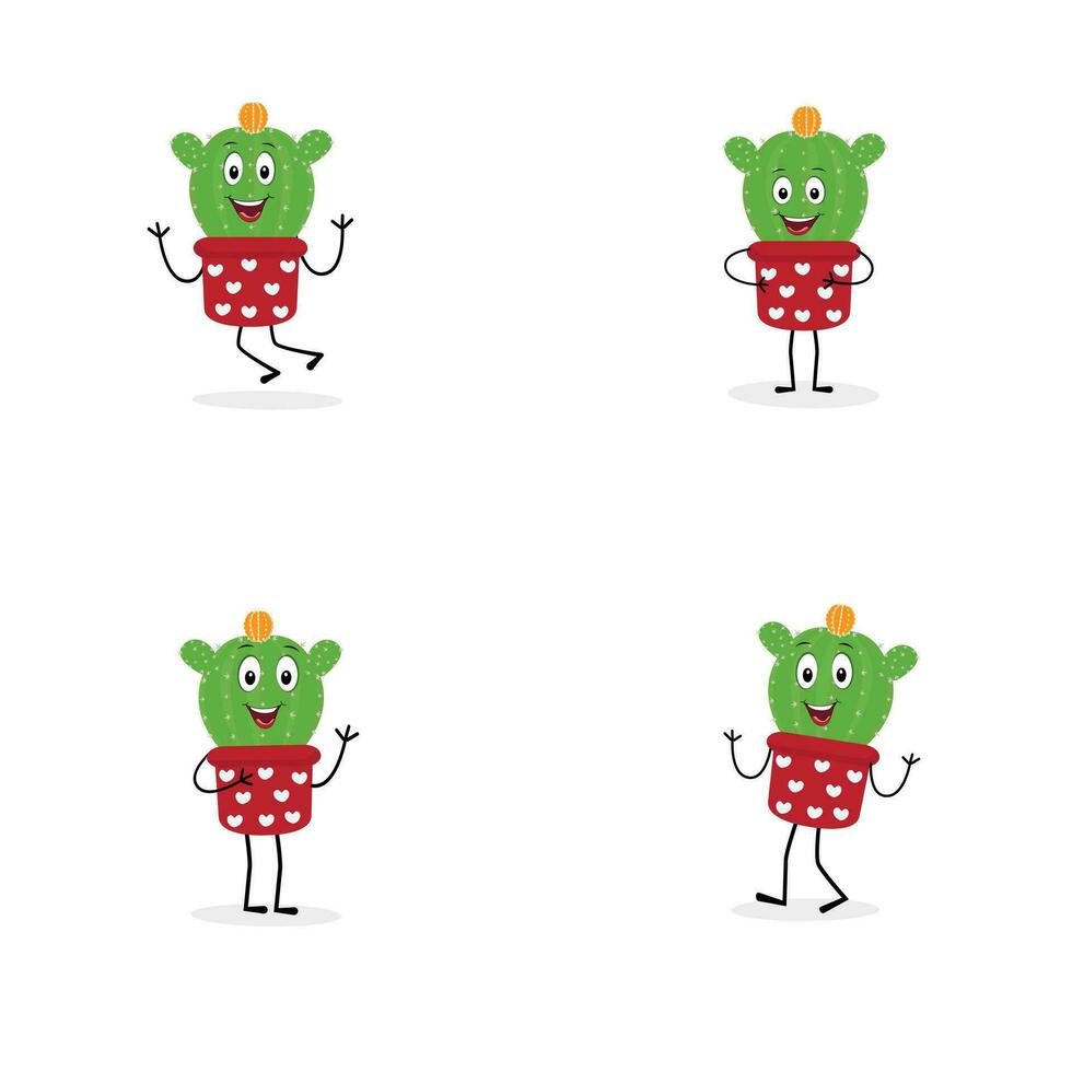 Cactus character. Vector illustration. Vector color sticker for teen with funny cartoon character. Hand drawn illustration with cool smiling cactus in comics style