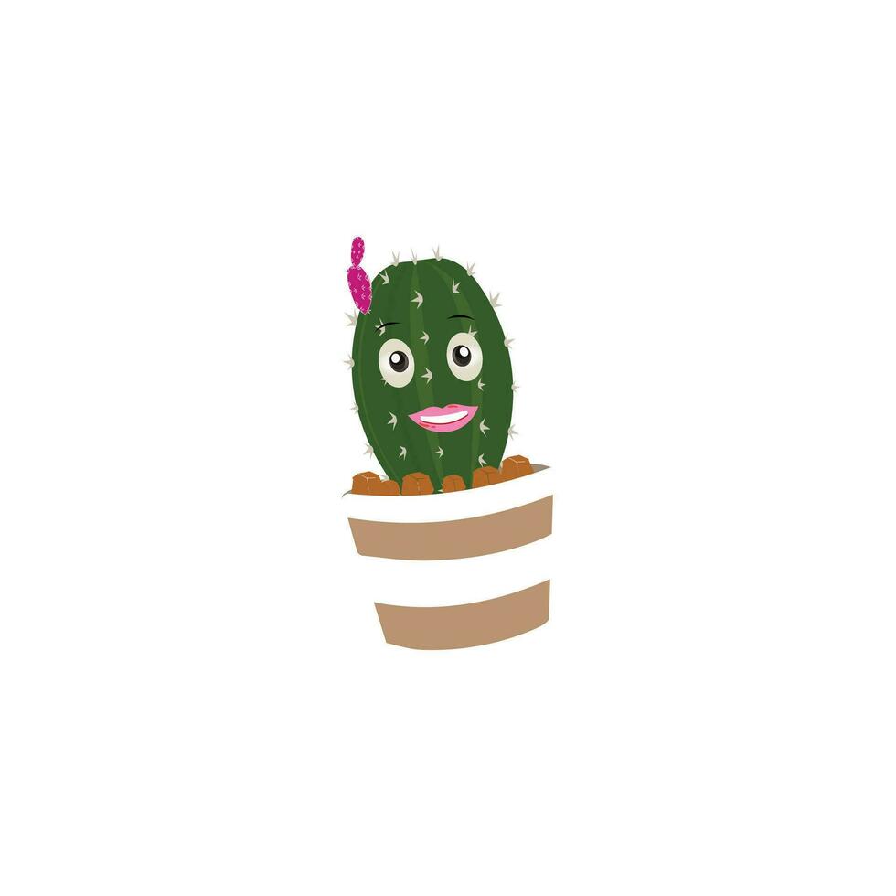Cartoon cactus plant in a pot character mascot in black sunglasse, cartoon characters stickers. Spiky plant in different poses, actions and with face expressions vector