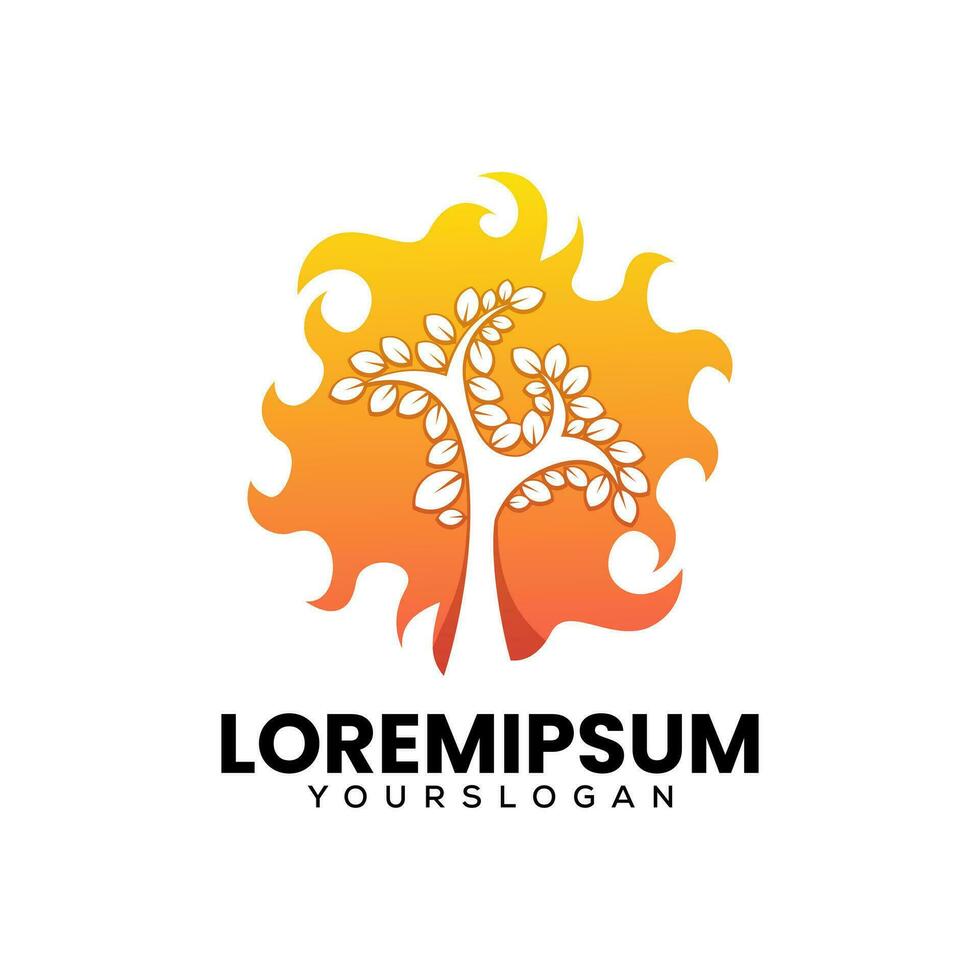 burning tree logo icon design vector