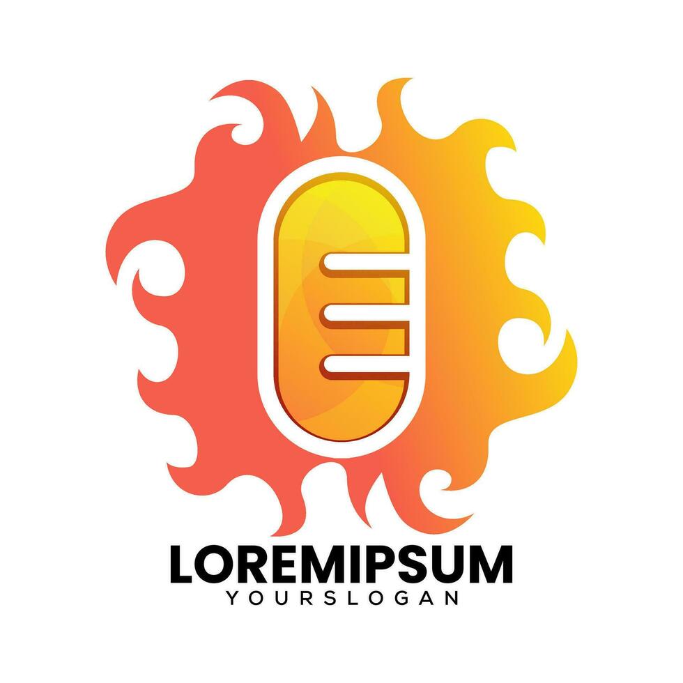 hot podcast gradient icon logo design vector