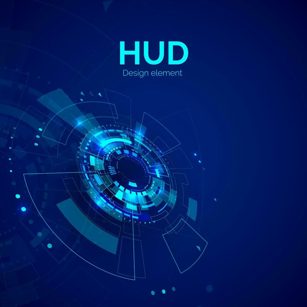 HUD design element. Head-up display futuristic digital technology. Sci fi or cyberspace visualization. Vector illustration