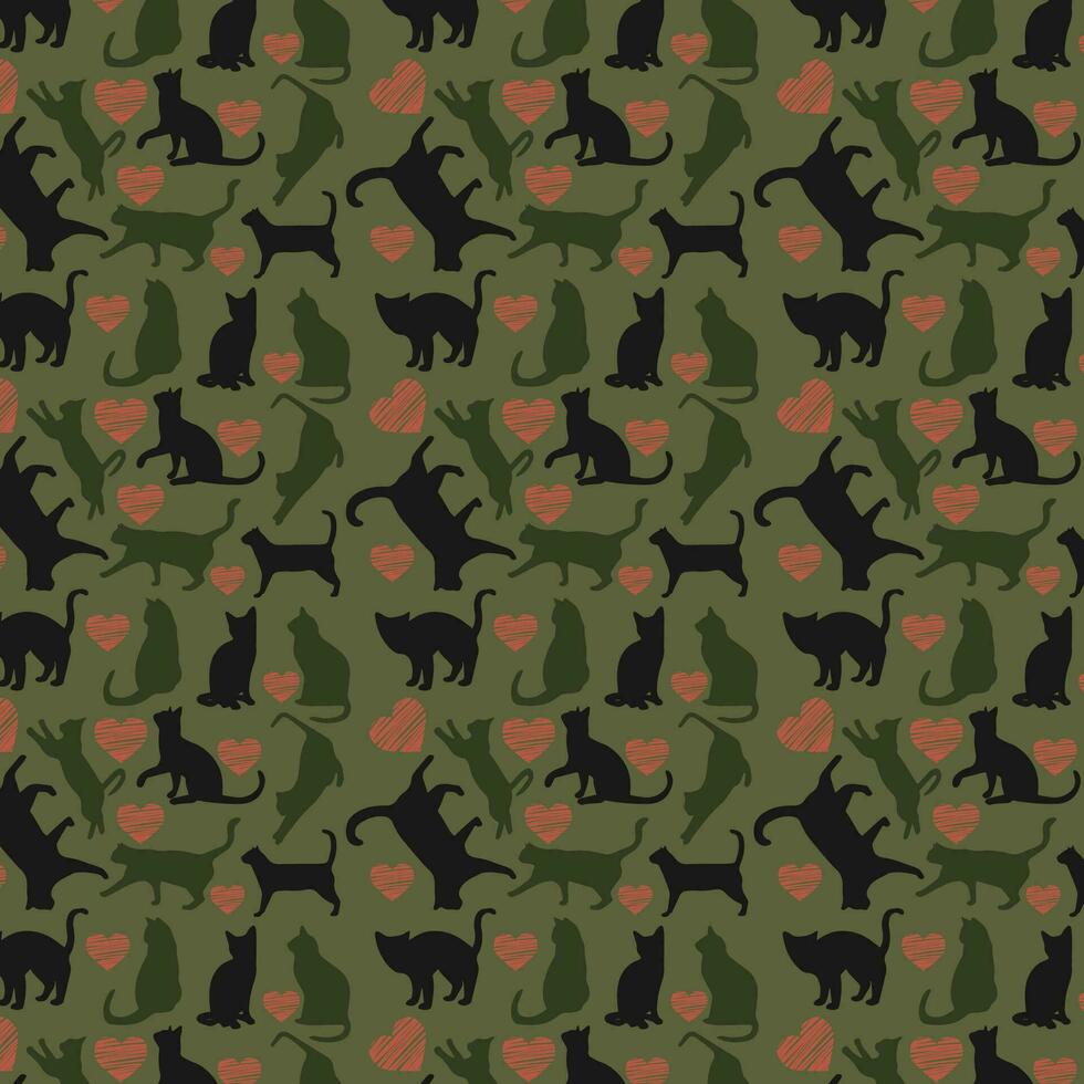 cat seamless pattern good for baby and kids fashion textile print and wrapping. Vector illustration colorful decoration of pet animals.