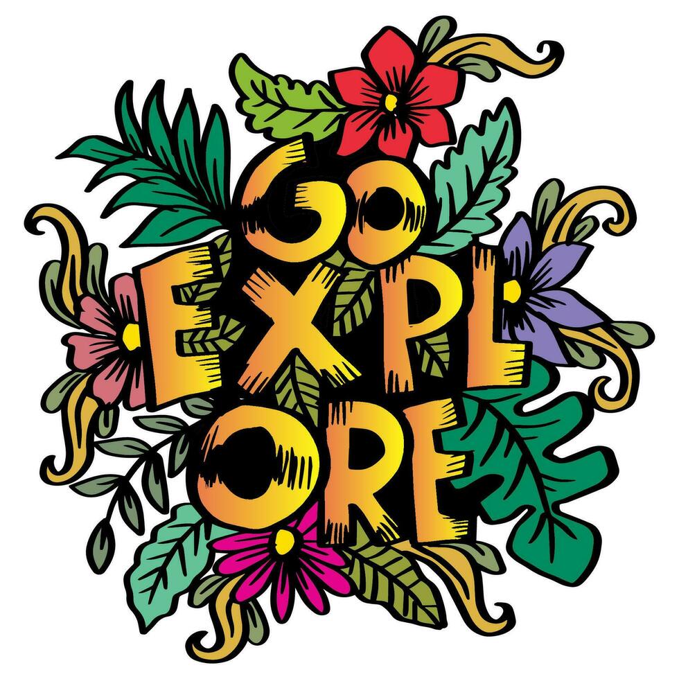 Go explore word hand lettering vector