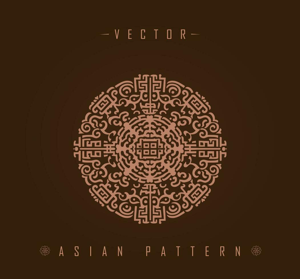 Intricate Asian Circular Pattern with Geometric Center vector
