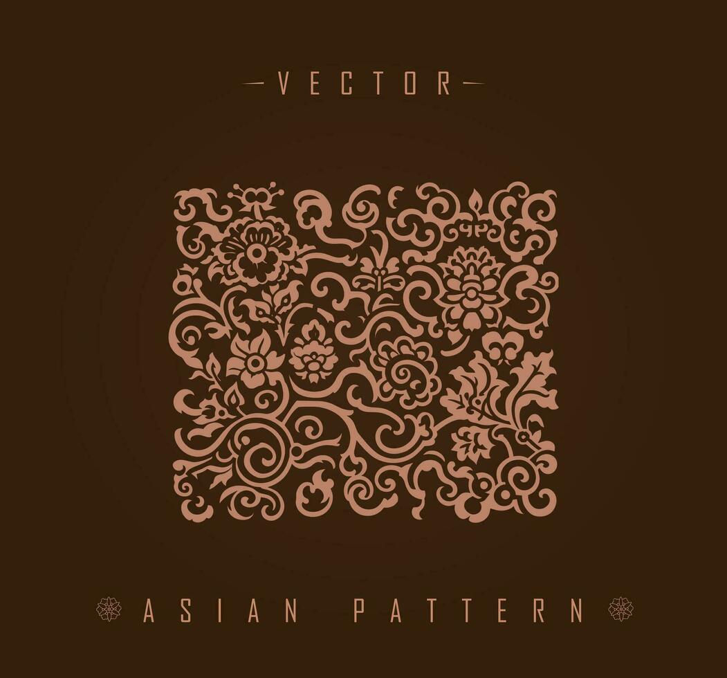 Traditional Asian Floral Square Vector Pattern