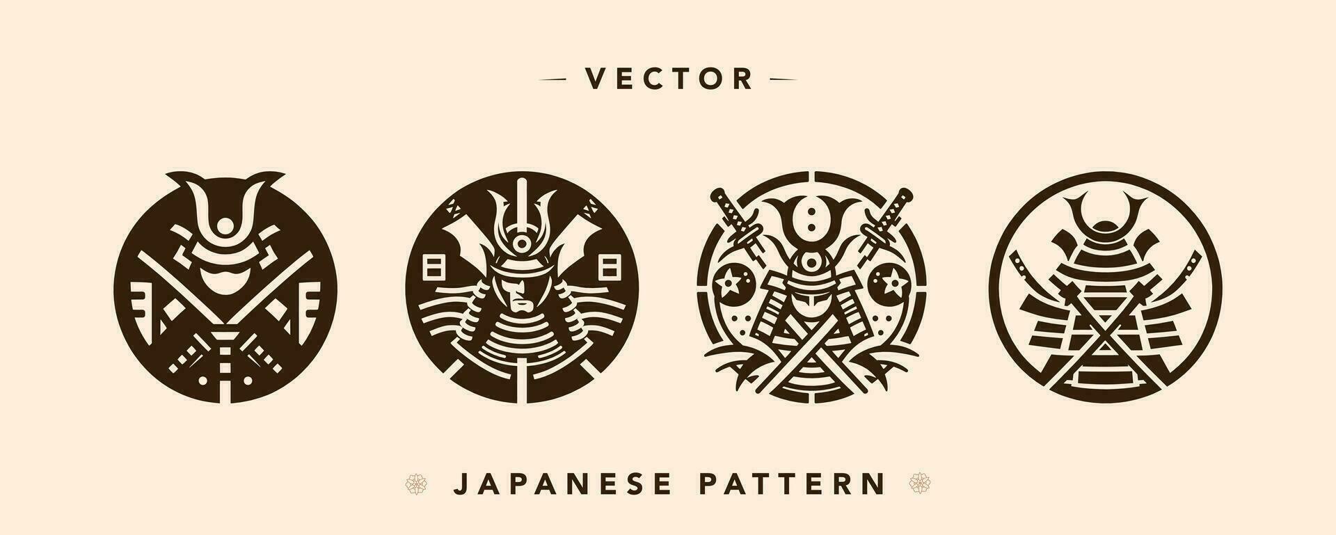 resumen japonés guerrero mascaras vector colección