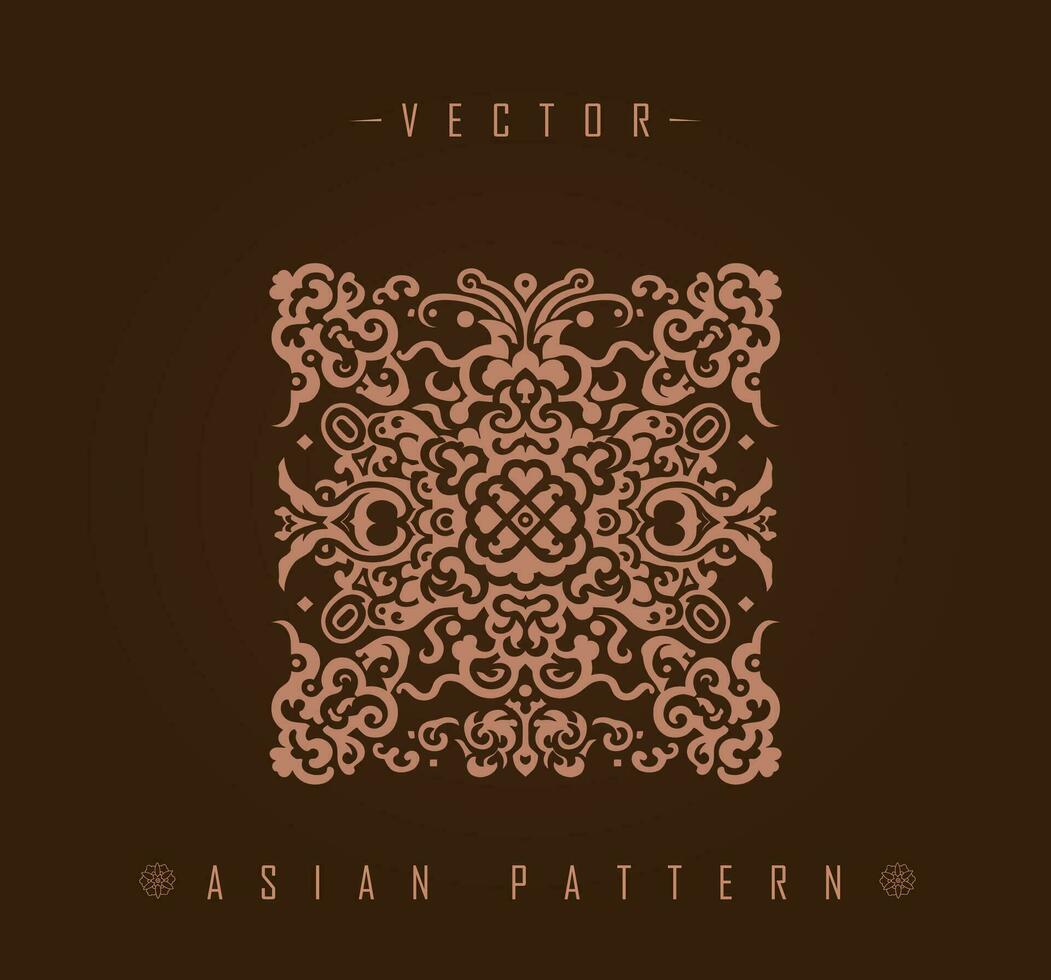 Ornate Asian Square Pattern with Geometric Accents vector