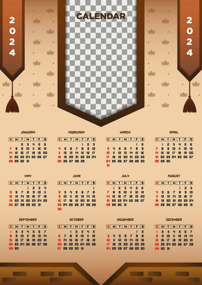 vector Reino calendario 2024 modelo