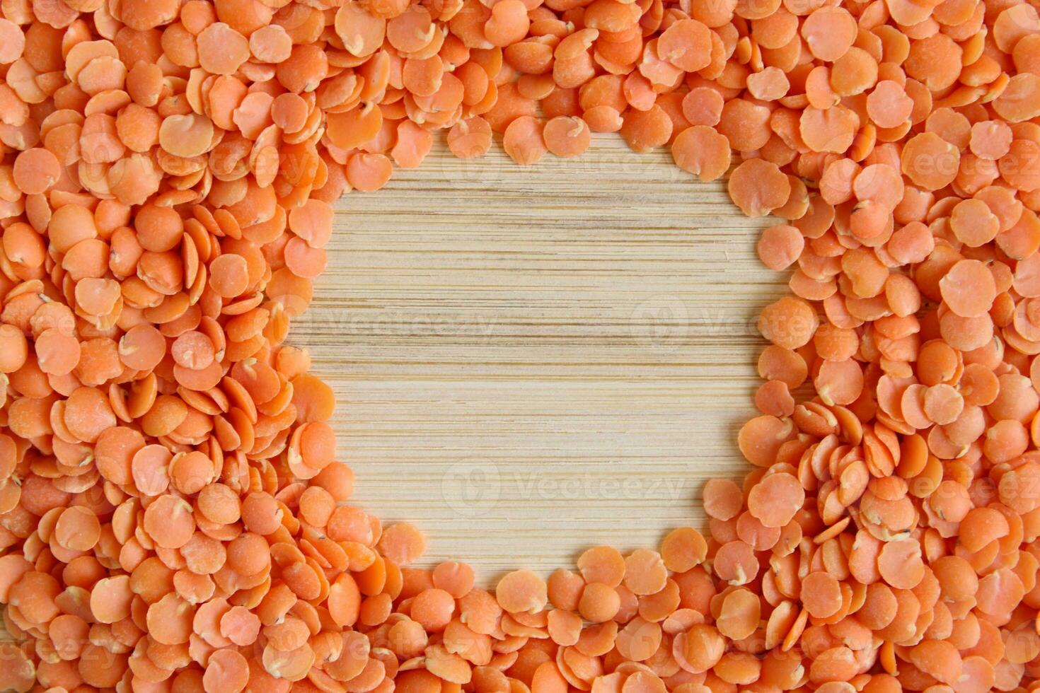 Lentil Seeds On Wood Surface photo