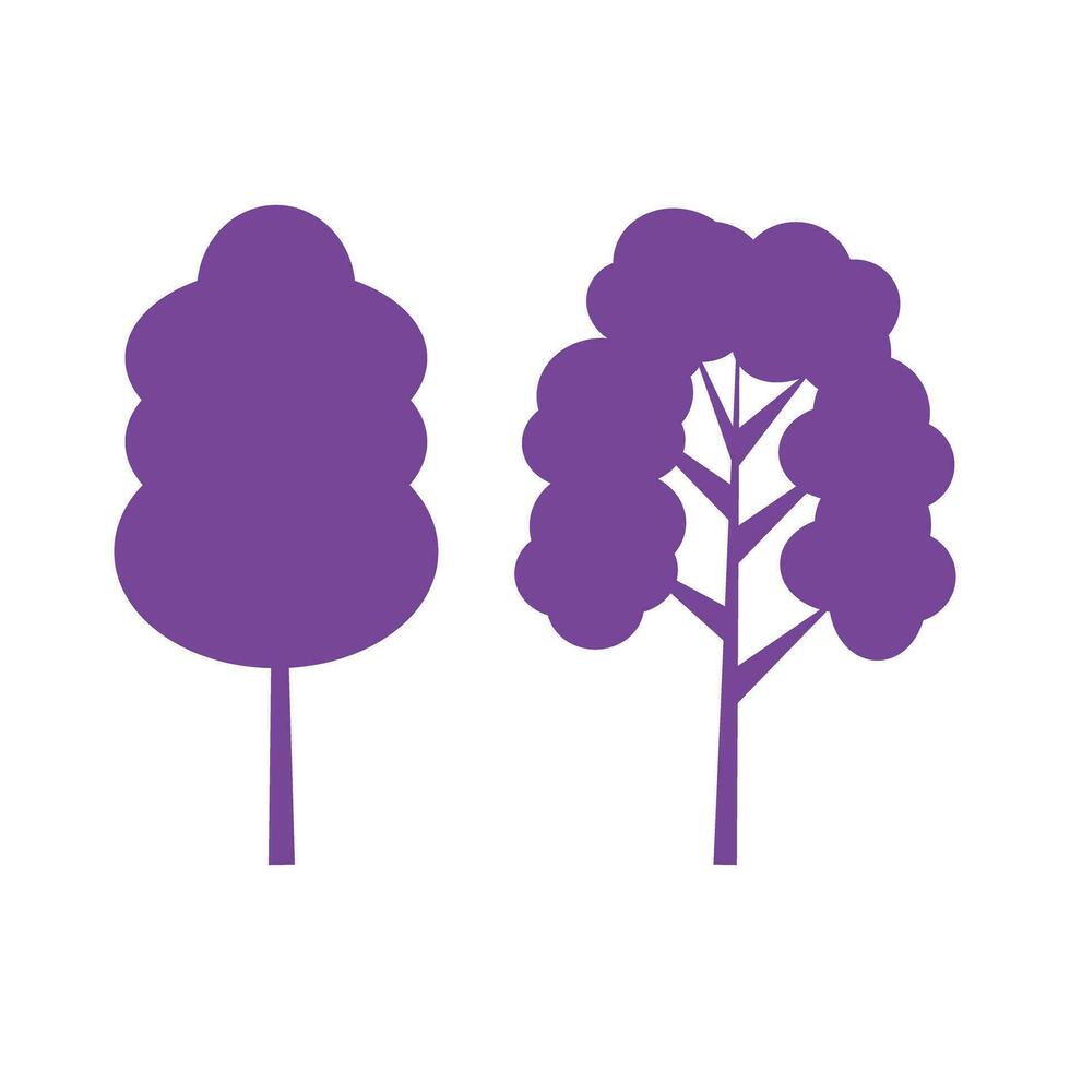 tree silhouette isolated on white background vector illustration graphic design in purple color. Outdoor design of house in purple color