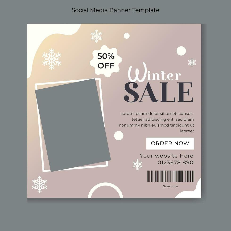 Winter sale social media post design. Social media banner template free . vector