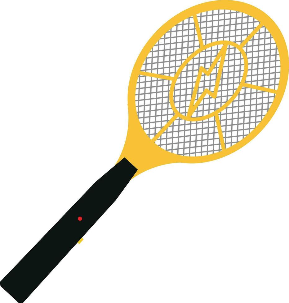 eléctrico mosquito palmeta matamoscas icono. amarillo mosquito eléctrico raqueta signo. plano estilo. vector